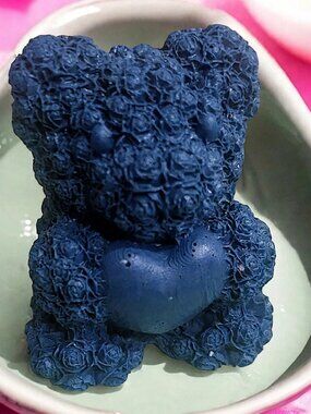 Vanilla Sugar Rose Bear Blue Soap Handmade 3x2in 5oz Shea Butter Cocoa Butter -